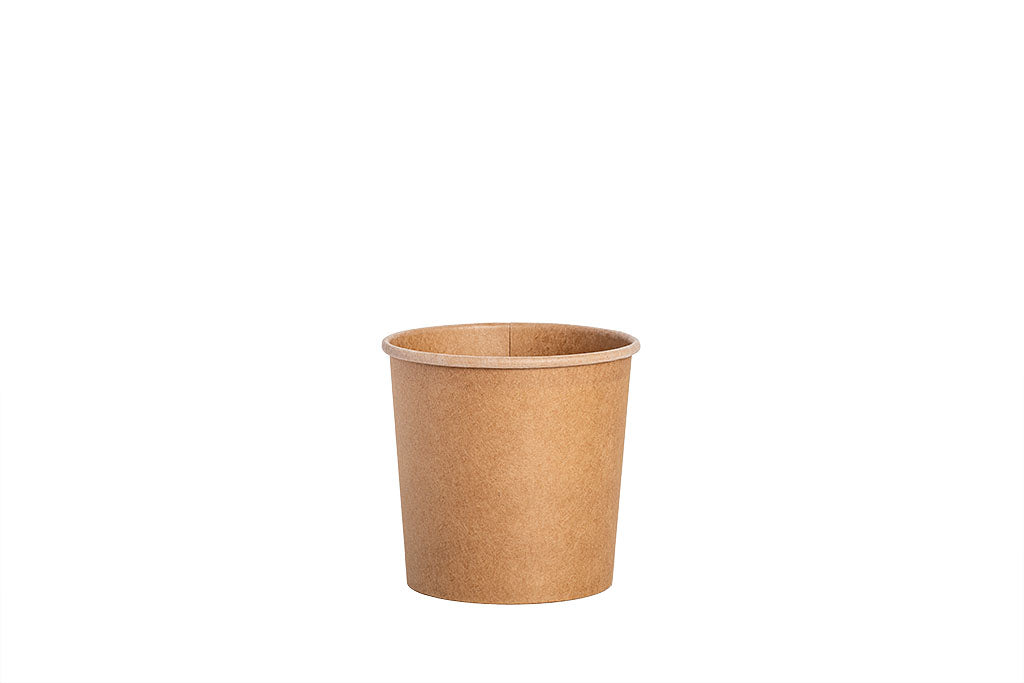 Soup to Go Becher, Suppen Schale aus Kraftpapier, PLA-Beschichtung, braun, 12oz / 350 ml, Höhe 88 mm, ⌀90 mm